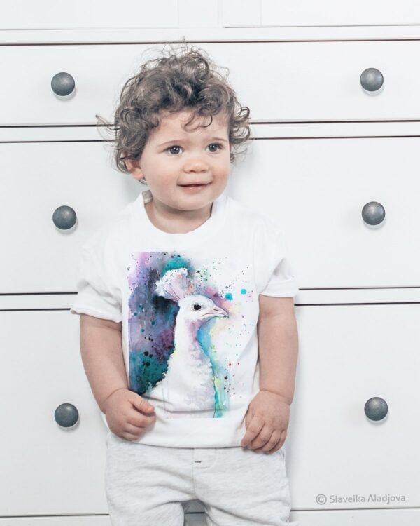 White Peacock art T-shirt