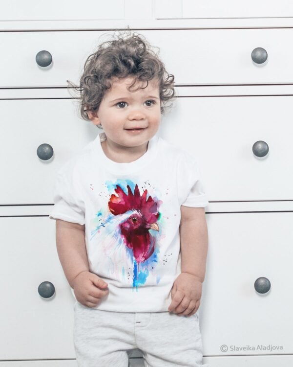 White Rooster art T-shirt