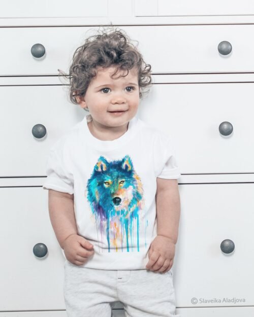 Blue wolf art T-shirt