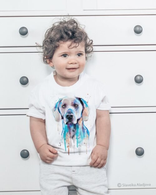 Blue Weimaraner art T-shirt