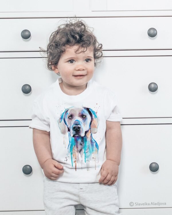 Blue Weimaraner art T-shirt
