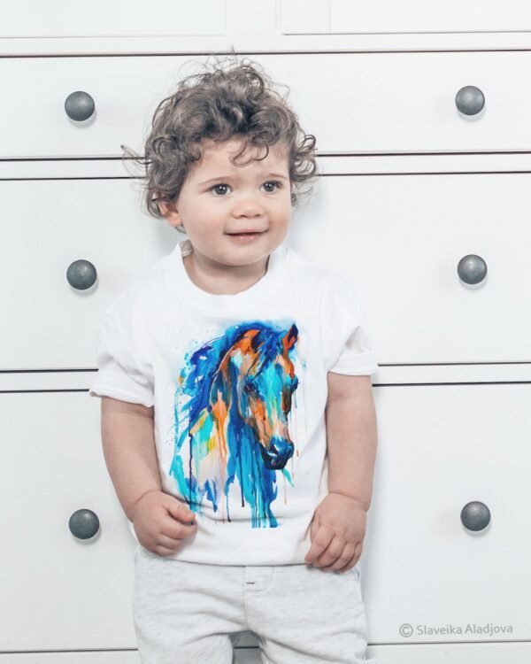Blue Horse art T-shirt