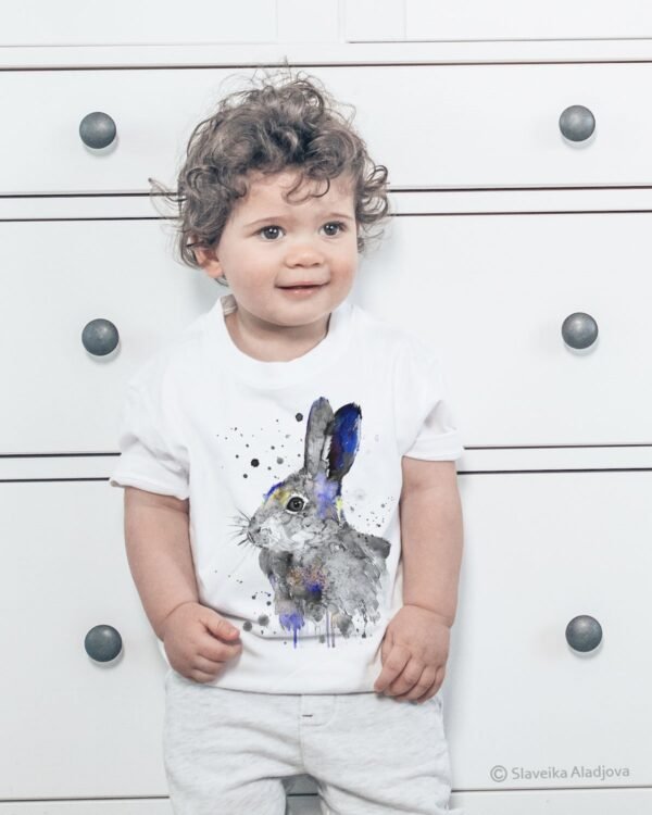 Black and white Hare rabbit art T-shirt Black and white Hare rabbit art T-shirt