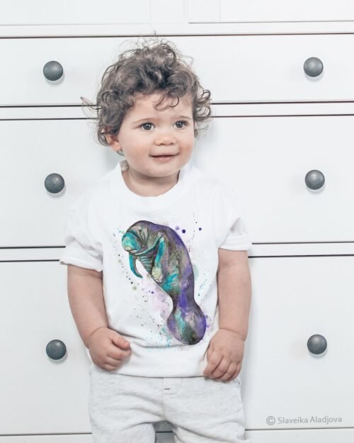 Blue manatee art T-shirt