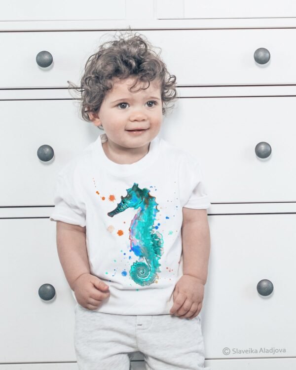 Blue Seahorse art T-shirt