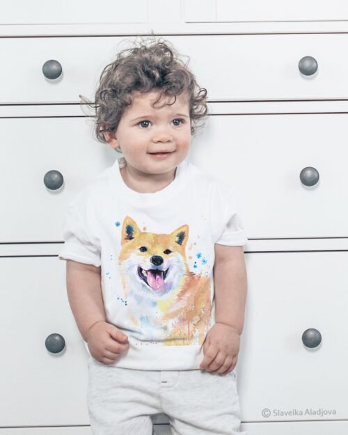 Cream Shiba Inu art T-shirt