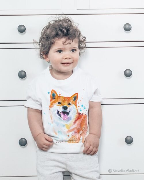 Red Shiba Inu art T-shirt