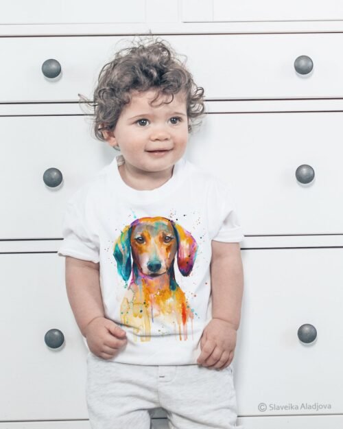 Red Dachshund art T-shirt