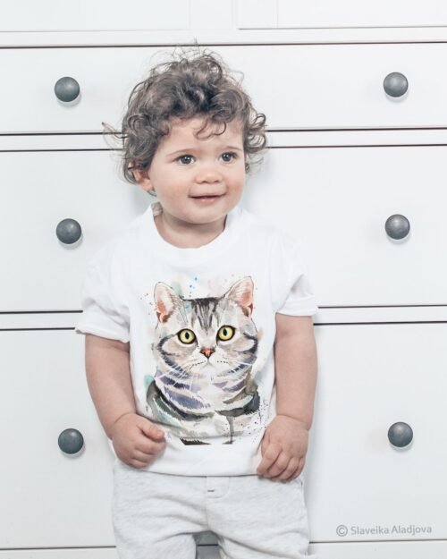 American shorthair cat art T-shirt