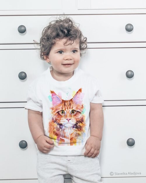 Maine Coon Cat Red Tabby art T-shirt