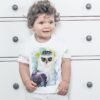 Black-and-white hawk-eagle art T-shirt