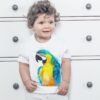 Blue and yellow macaw art T-shirt