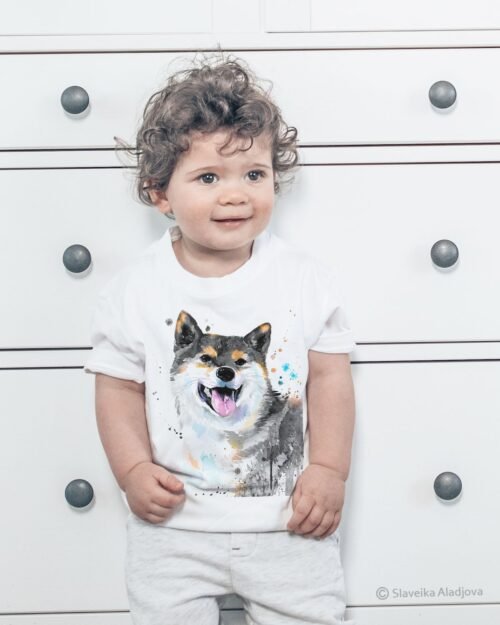 Black And Tan Shiba Inu art T-shirt