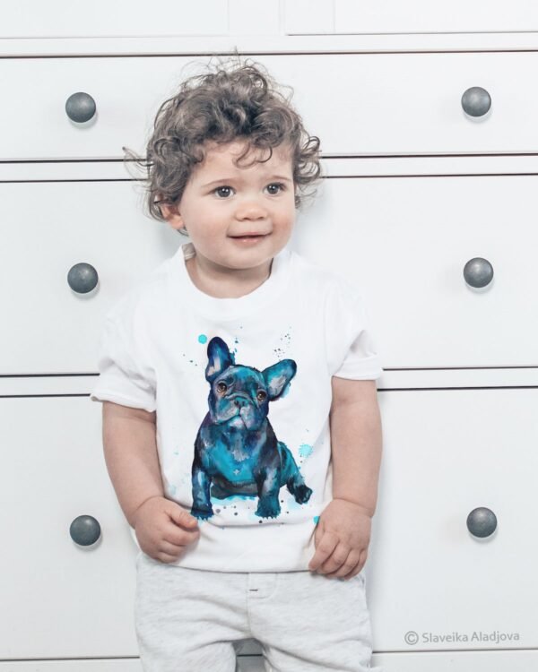 Black French Bulldog art T-shirt