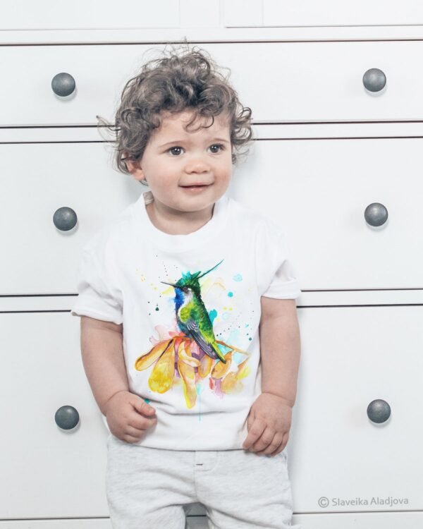 Green-crowned plover-crest hummingbird art T-shirt