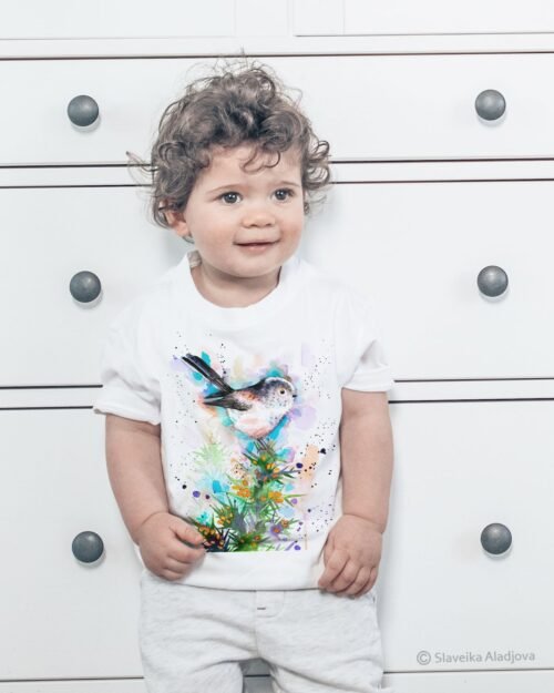 Long-tailed tit art T-shirt