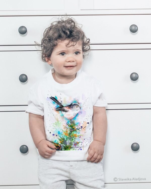 Long-tailed tit art T-shirt