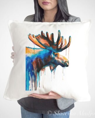 Moose art Pillow case