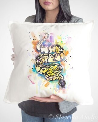 Pastel Ball Python Snake art Pillow case