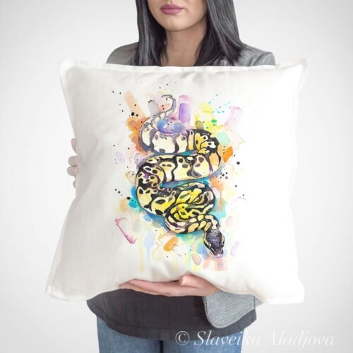 Pastel Ball Python Snake art Pillow case