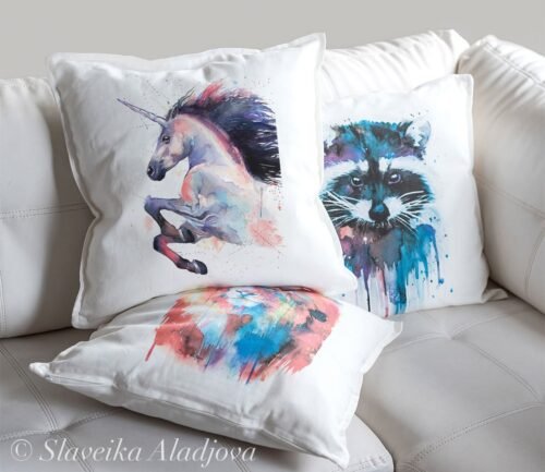Pink Unicorn art Pillow case