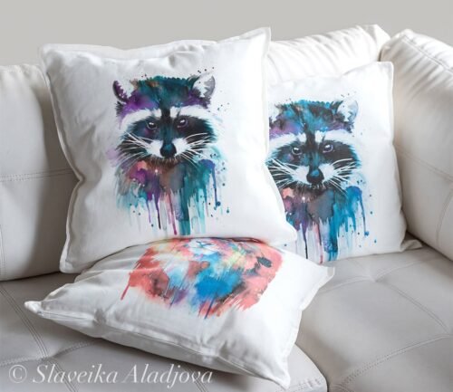 Raccoon art Pillow case