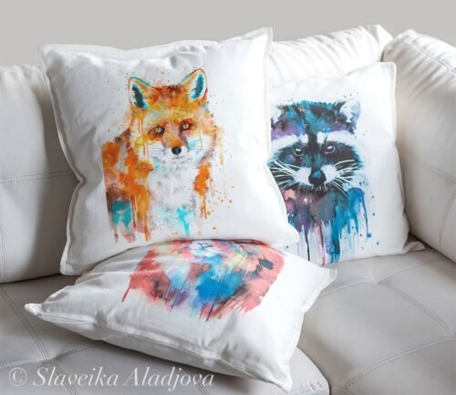 Red Fox art Pillow case