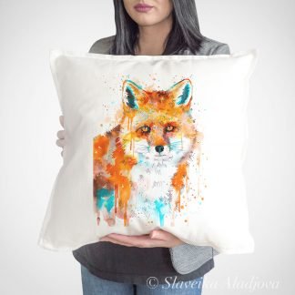 Red Fox art Pillow case