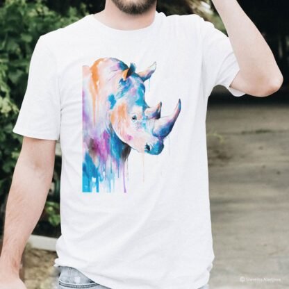 Rhino Blue art T-shirt