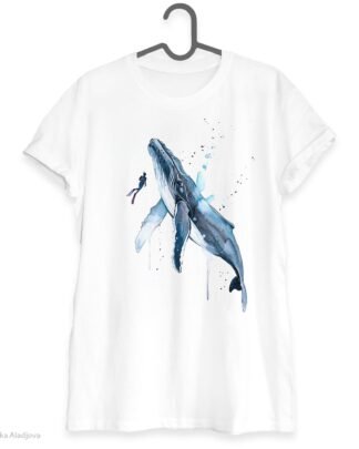 Scuba Diving with Humpback Whale art T-shirt