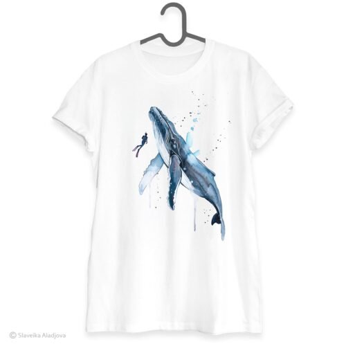 Scuba Diving with Humpback Whale art T-shirt