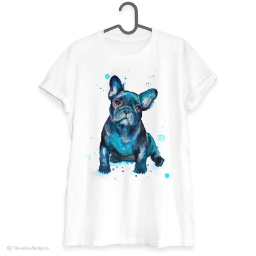 Black French Bulldog art T-shirt
