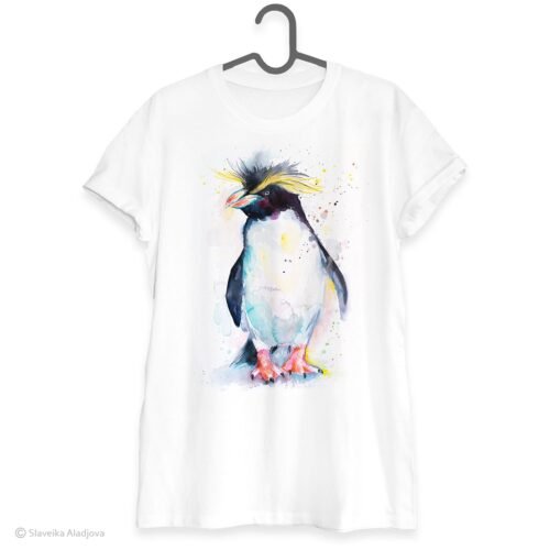 Rockhopper penguin art T-shirt