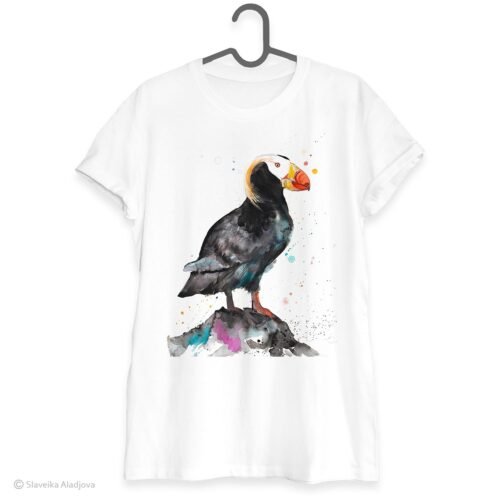 Tufted puffin art T-shirt