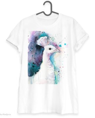 White Peacock art T-shirt