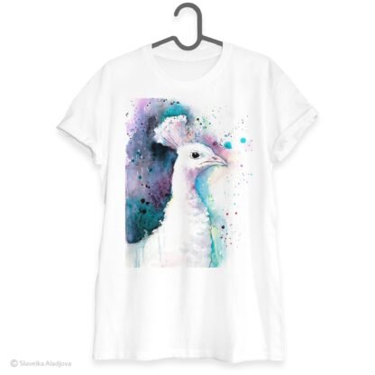 White Peacock art T-shirt