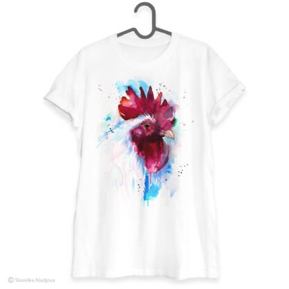 White Rooster art T-shirt