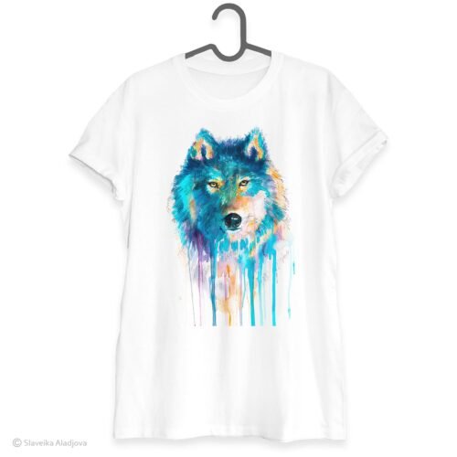 Blue wolf art T-shirt