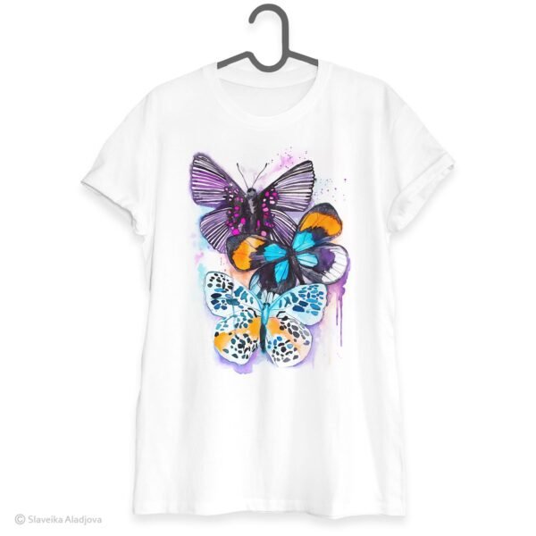 Blue and Purple Butterfly art T-shirt