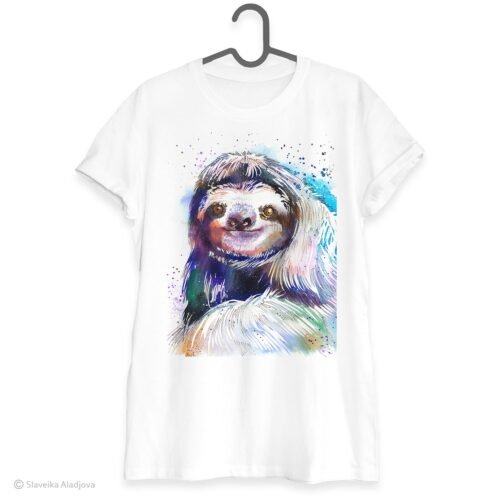 Three-toed sloth art T-shirt