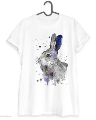 Black and white Hare rabbit art T-shirt