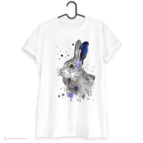 Black and white Hare rabbit art T-shirt