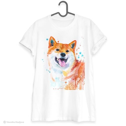 Red Shiba Inu art T-shirt