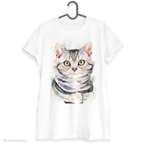American shorthair cat art T-shirt