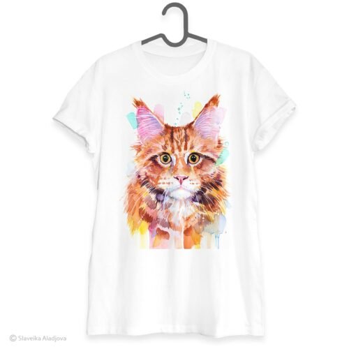 Maine Coon Cat Red Tabby art T-shirt