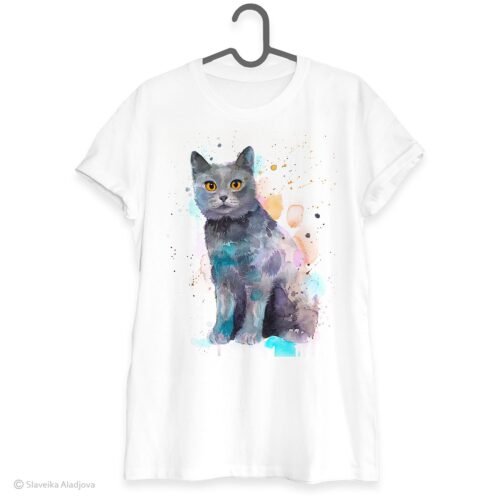Chartreux cat art T-shirt