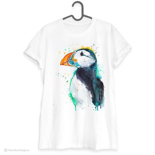 Atlantic puffin art T-shirt