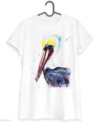 Brown pelican art T-shirt