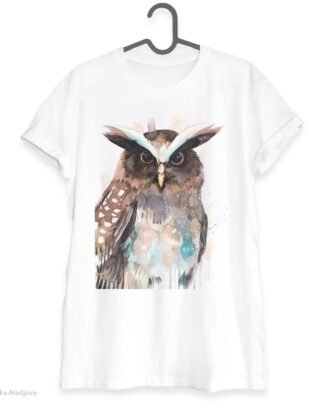 Crested owl art T-shirt