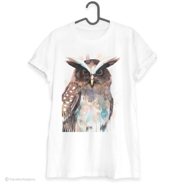 Crested owl art T-shirt